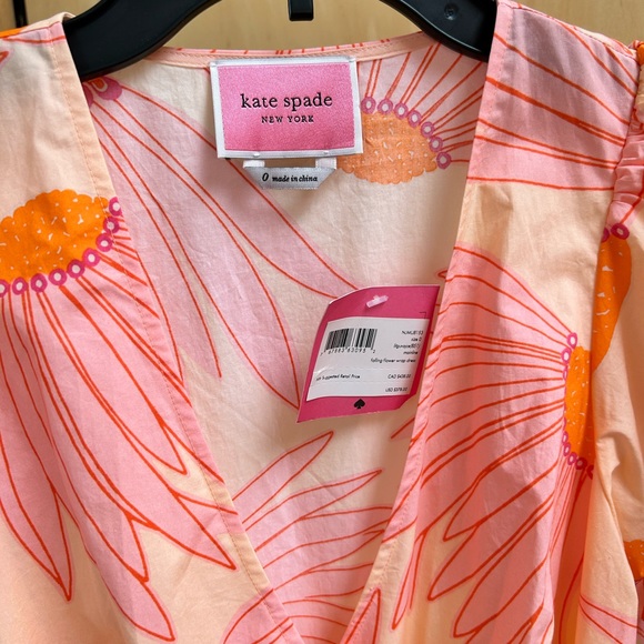 NWT KATE SPADE FALLING FLOWERS WRAP DRESS SIZE 0 - Picture 6 of 8